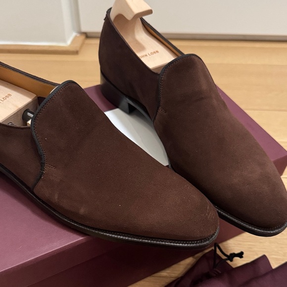 John Lobb Dark Brown Suede Loafers - Picture 2 of 5